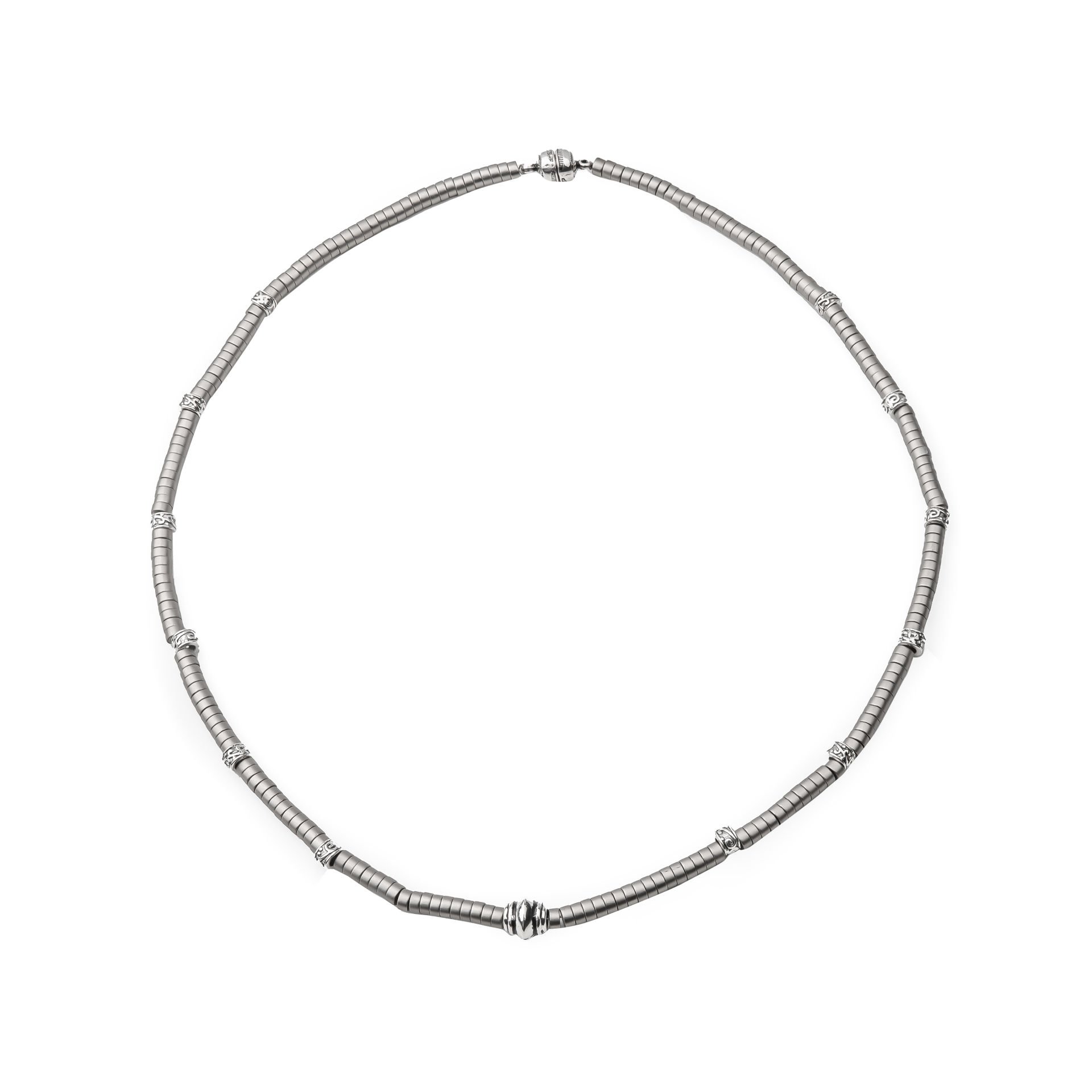 Onsra Gri Doğal Taşlı Erkek Kolye