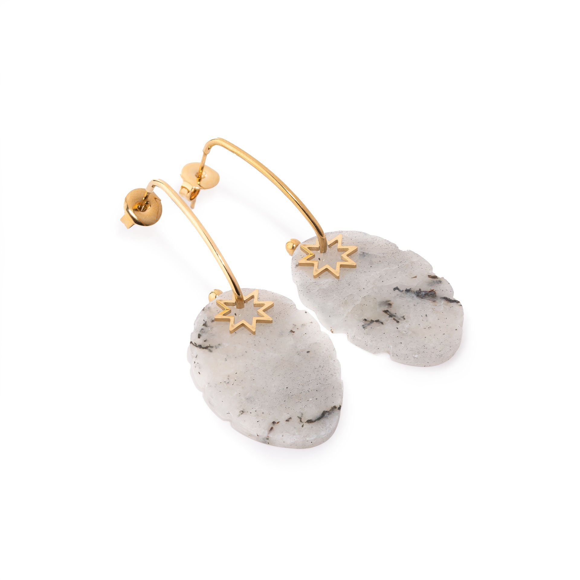 Dora Doğal Taşlı Çelik Kadın Küpe